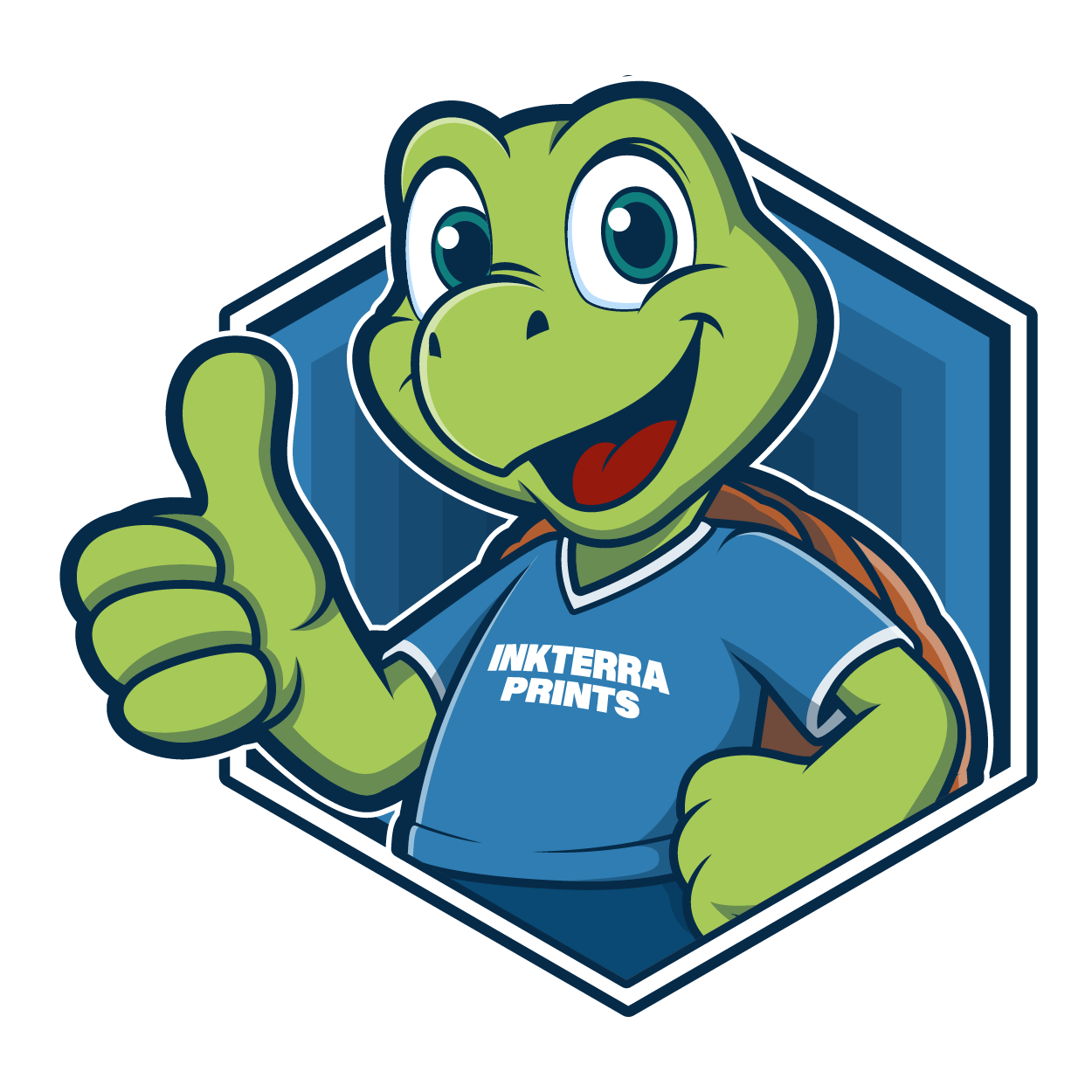 Custom T-Shirts in Raleigh, NC | Inkterra Prints Terry the Turtle thumbs-up