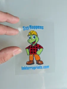 Inkterra “Sap Happens” promotional sticker design.