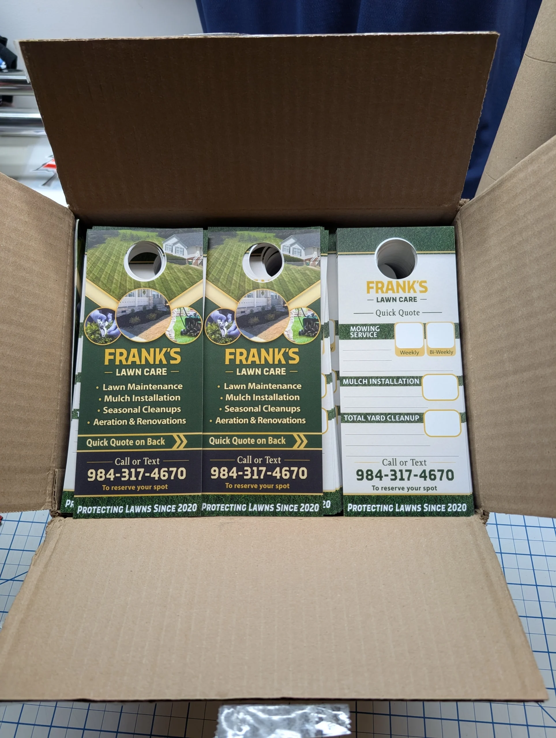 Franks Lawn Care door hanger example