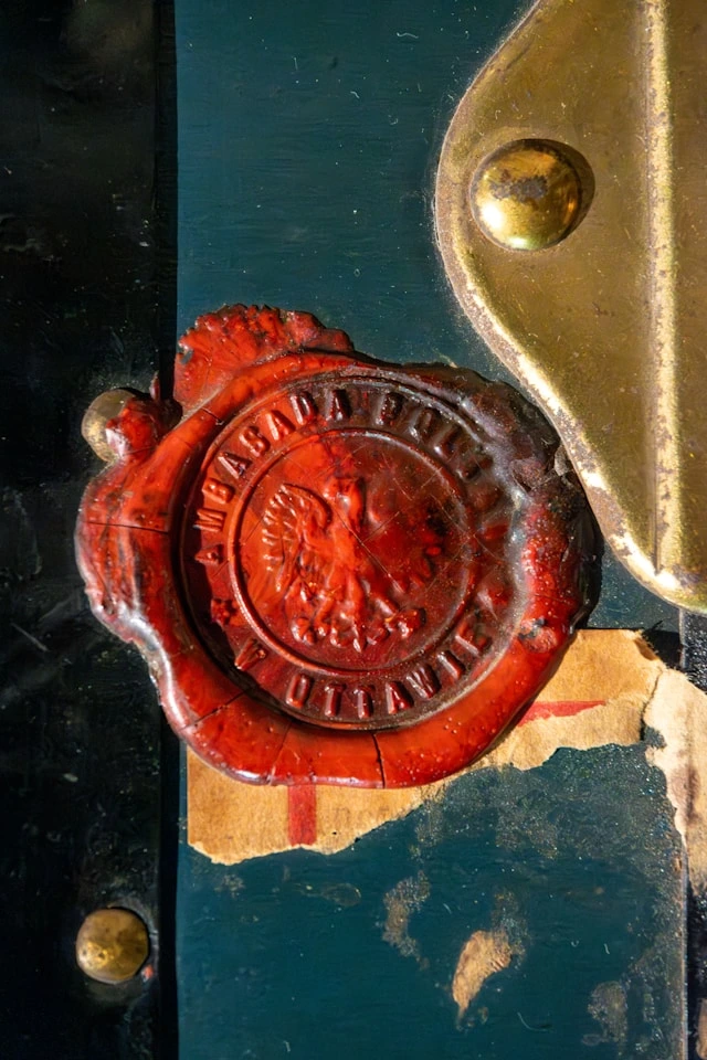 Historic wax seal used to authenticate documents and transactions