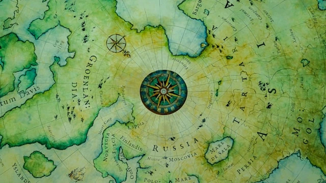 Antique compass representing navigation and exploration